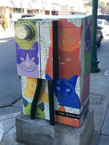 utility box in walnut creek with cats painted on it