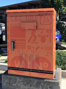 utility box in walnut creek with symbols painted on it