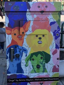 utility box in walnut creek with dogs painted on it